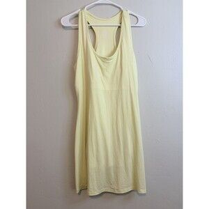PBX PRO Yellow Knit Stretch Tank Dress L Scoop Neck Knee Length Pullover